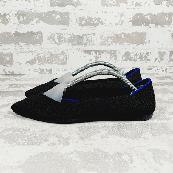 NEW Rothy's The Flat Black Knit Pointy Toe Slip On Loafers E137